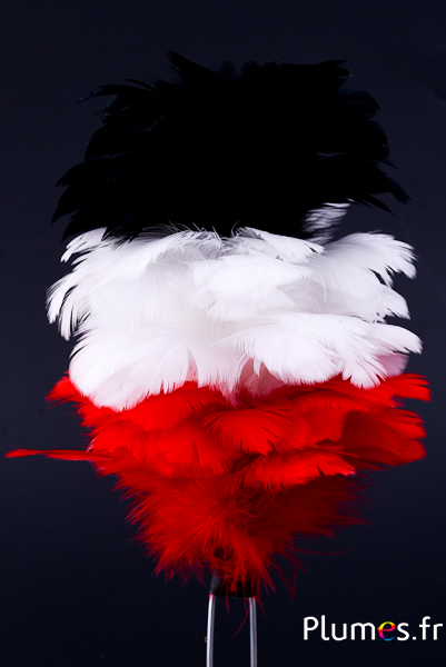 Plumet poule avec anneau -  hauteur 20 cm - rouge-blanc-noir